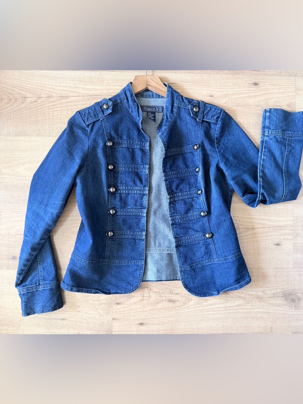 Blue Denim Military-Style Jacket size M